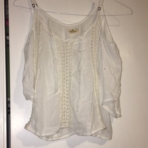White cold shoulder shirt